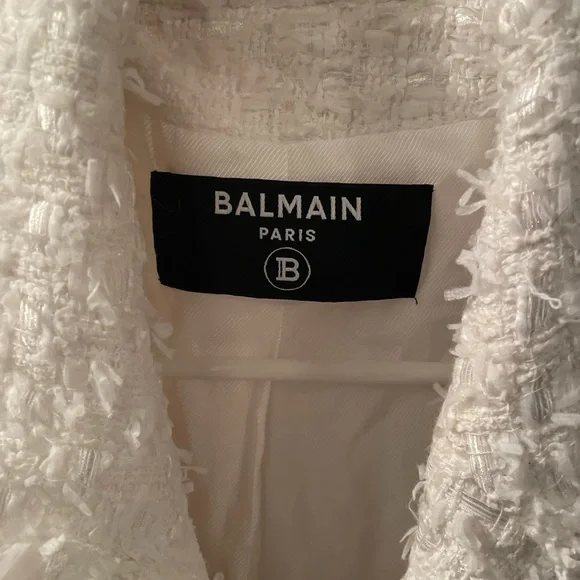 😍Authentic SOLD OUT Balmain subtle white tweed blazer gold buttons size 44 Euro - Picture 6 of 16